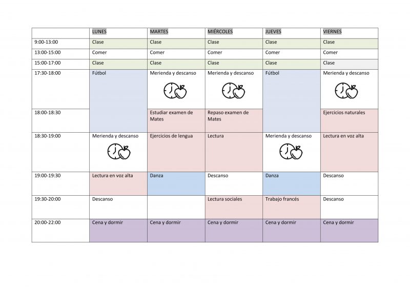 Estrategia para niños y niñas con tdah, un horario.